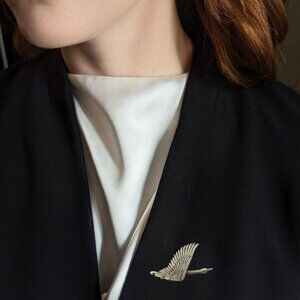 Vintage 1990 Robert Hall Original Pewter Flying Goose Brooch